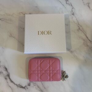 Dior Pink Quilted Zipper Wallet